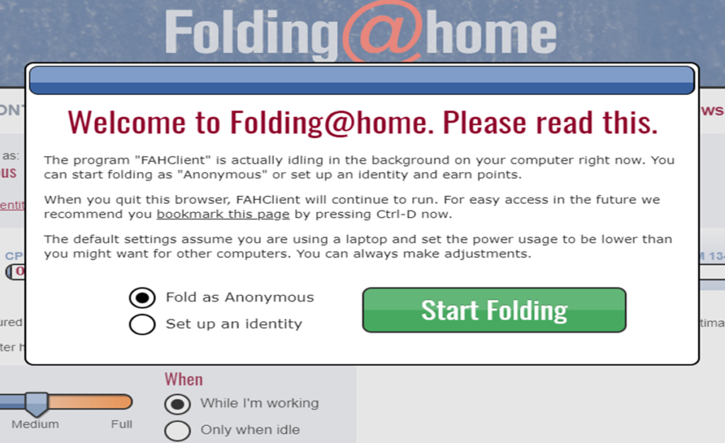 escolhendo identidade no folding at home