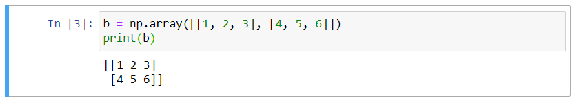 Resultado da função np.array com mais de uma dimensão