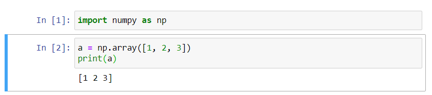 Resultado da função np.array