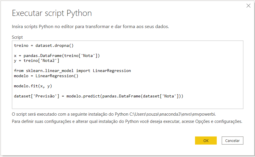 Script Python no editor
