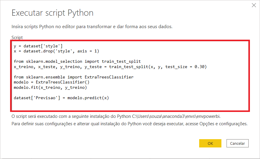 Script Python no Power BI