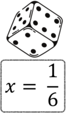 Dado e representação da probabilidade de um sexto