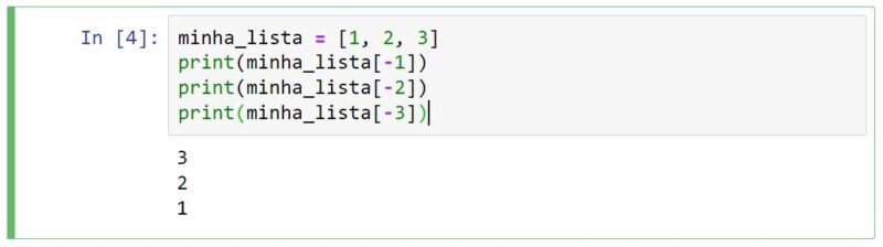 Acessando itens do final de uma lista Python